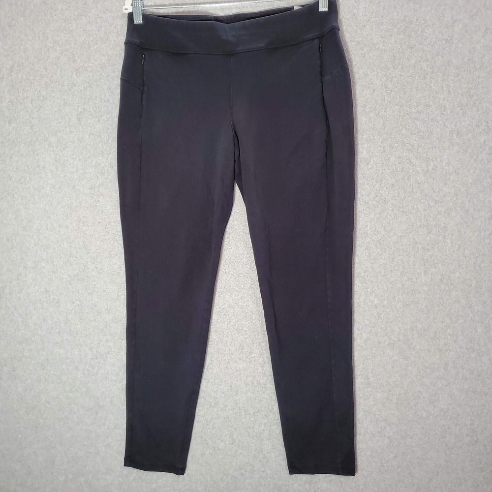 Susan Graver Women Pants Medium Black Chino Tapered Weekend Pockets Mid Rise‎